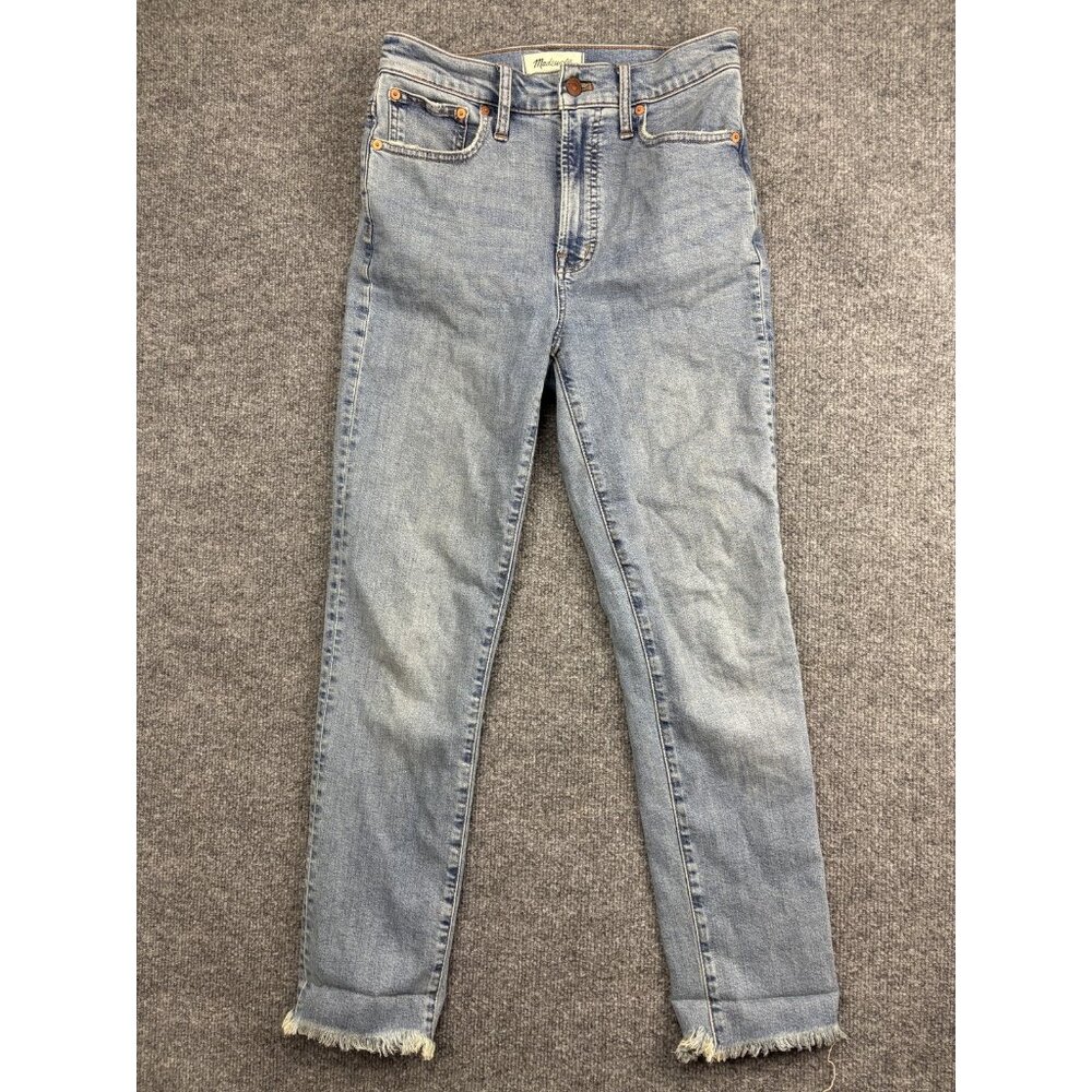 Madewell The Perfect Vintage Mom Jeans Womens 25 Light Wash High Rise Fringe